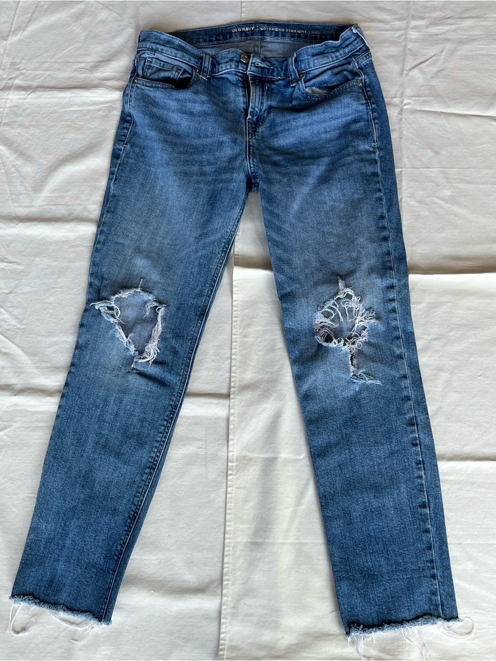 Old Navy Distressed Boyfriend High-Rise Women’s Jeans - Blue